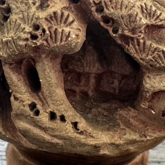 VTG Two Intricately Hand Carved Banko Ware Japanese Miniature Vase House Inside - Picture 4 of 16